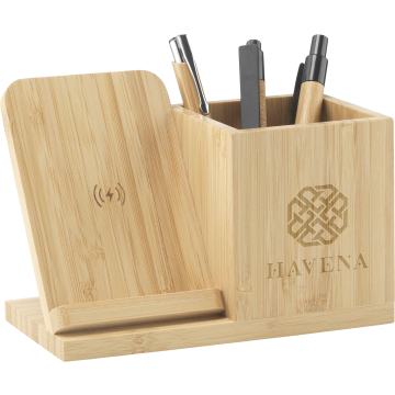 Bamboo charger and pen holder