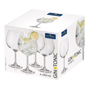 4 off 820ml Bohemia Royal Crystal Gin Glasses in a Gift Box