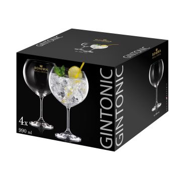 4 off 990ml Bohemia Royal Crystal Gin Glasses in a Gift Box
