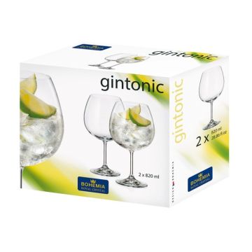 2 off 820ml Bohemia Royal Crystal Gin Glasses in a Gift Box