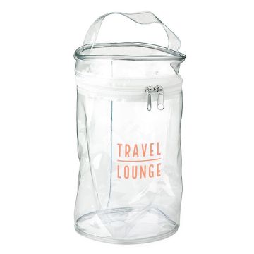 Clear PVC Round White Zippered Toiletry Bag