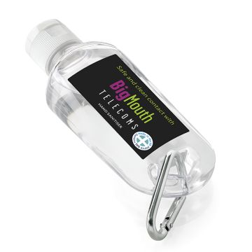 Antibacterial Hand Sanitiser on a Carabiner Clip (50ml)